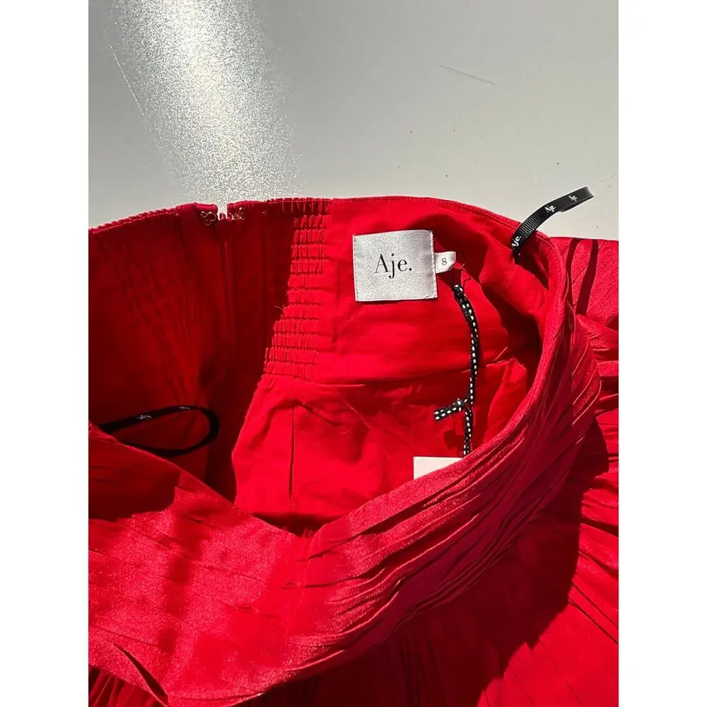 Aje. Rhythmic Tiered Frill Skirt Scarlet Red Mini 8